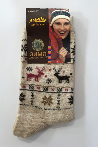 Купить Носки женские Амина Шерсть (бежевый) на Неженке